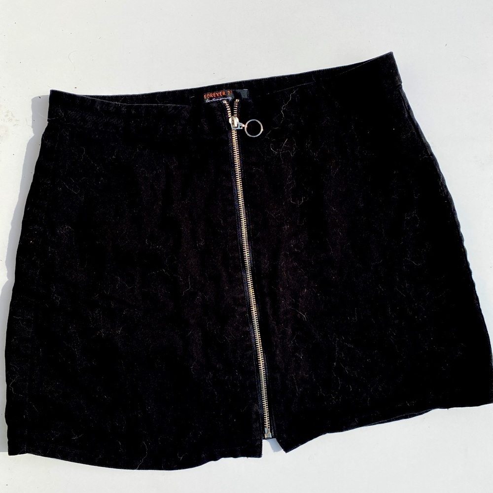 Black Zip Up Skater Skirt